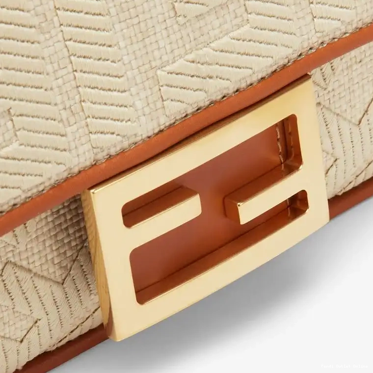 Affordable Baguette In Mini Bag Motif Straw Beige Fendi FF 0706